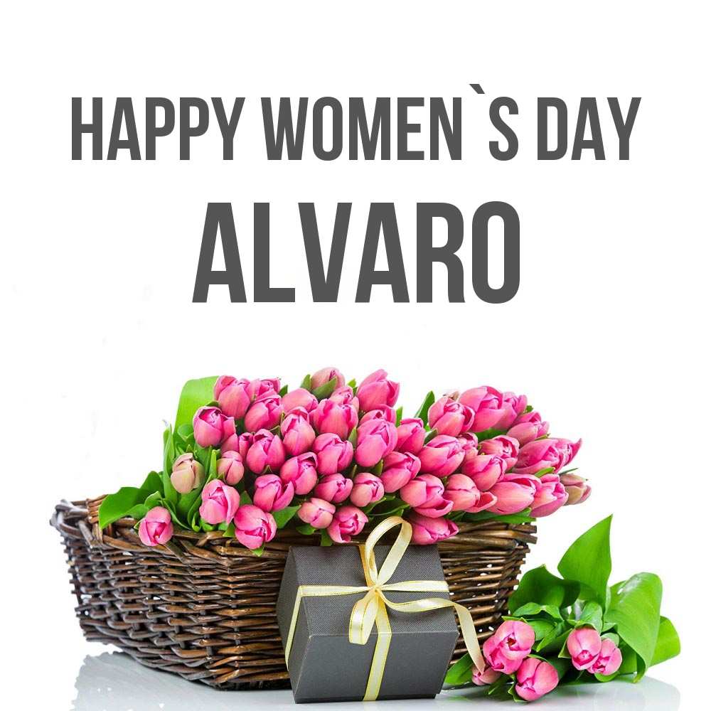 Greetings card с именем, Alvaro happy women`s day цветы Greetings with text for free download 